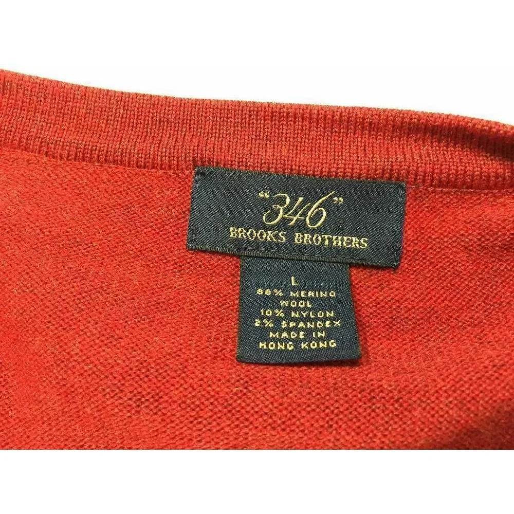 Brooks Brothers 346 Merino Wool Vneck Sweater L Pullover Golf‎ Mens
